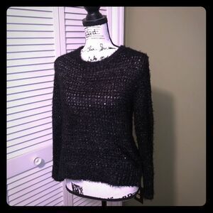 Rampage Sparkle Cut Out Sweater Black with Gold Size Medium M
